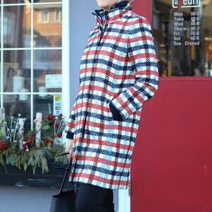 BANANA REPUBLIC Italian Plaid Stadium Coat